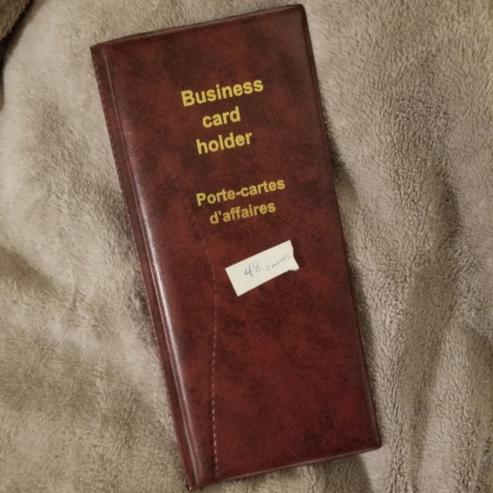 New vintage Brown leather business card holder 48 cards